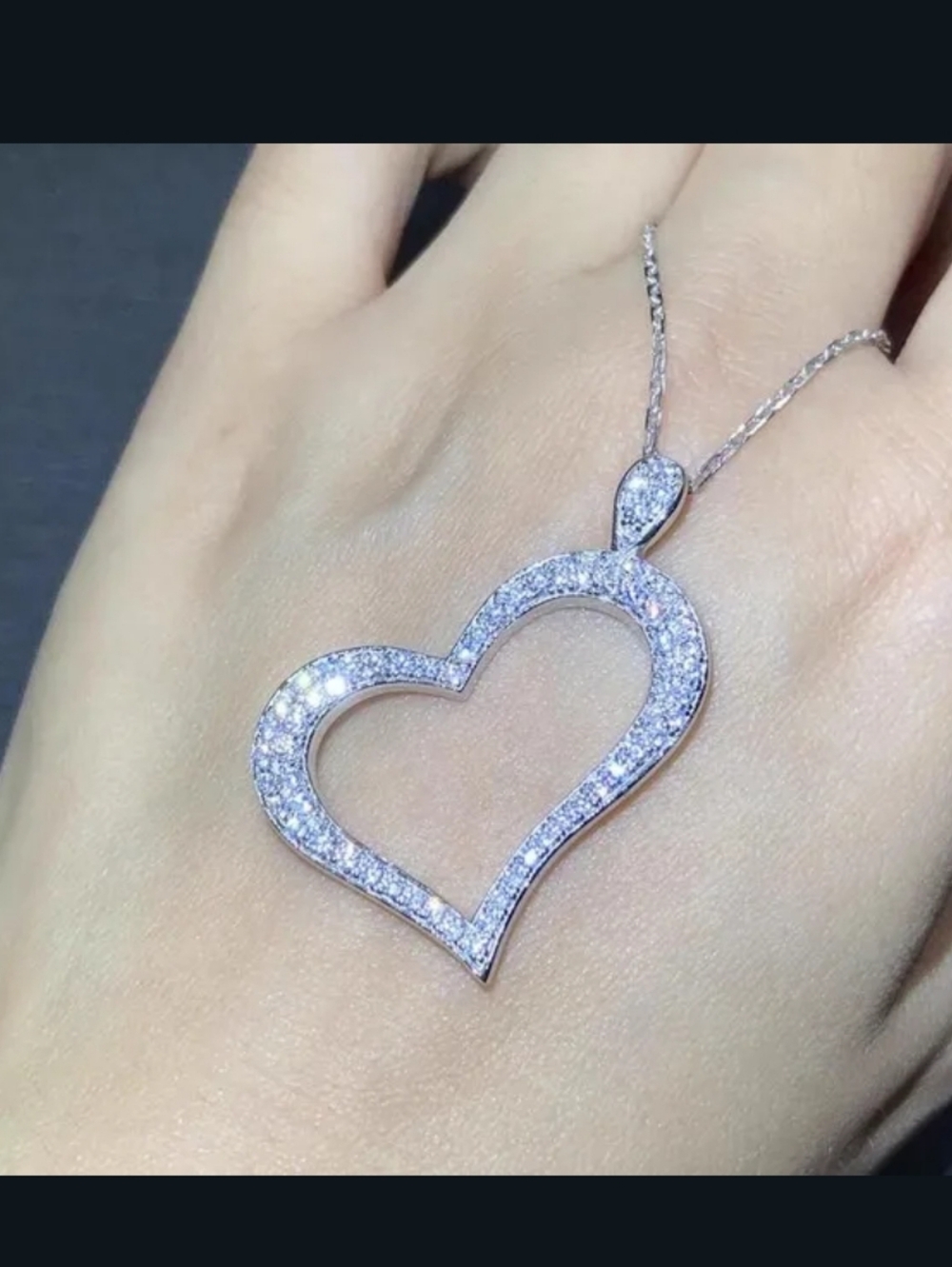 New Micro Pave Cubic Zircon Heart Necklace